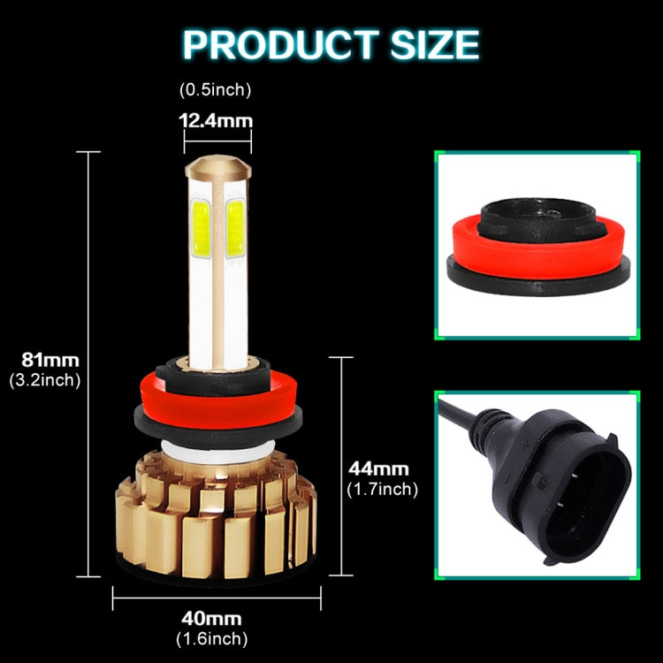 2 PCS Auto Car H8/H9/H11 28W 2200LM 6000K Pure White COB LED Headlight Bulbs Conversion Kit, DC 9-36V