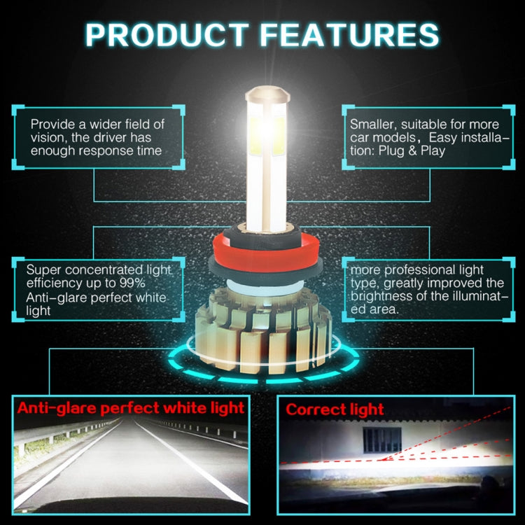 2 PCS Auto Car H8/H9/H11 28W 2200LM 6000K Pure White COB LED Headlight Bulbs Conversion Kit, DC 9-36V
