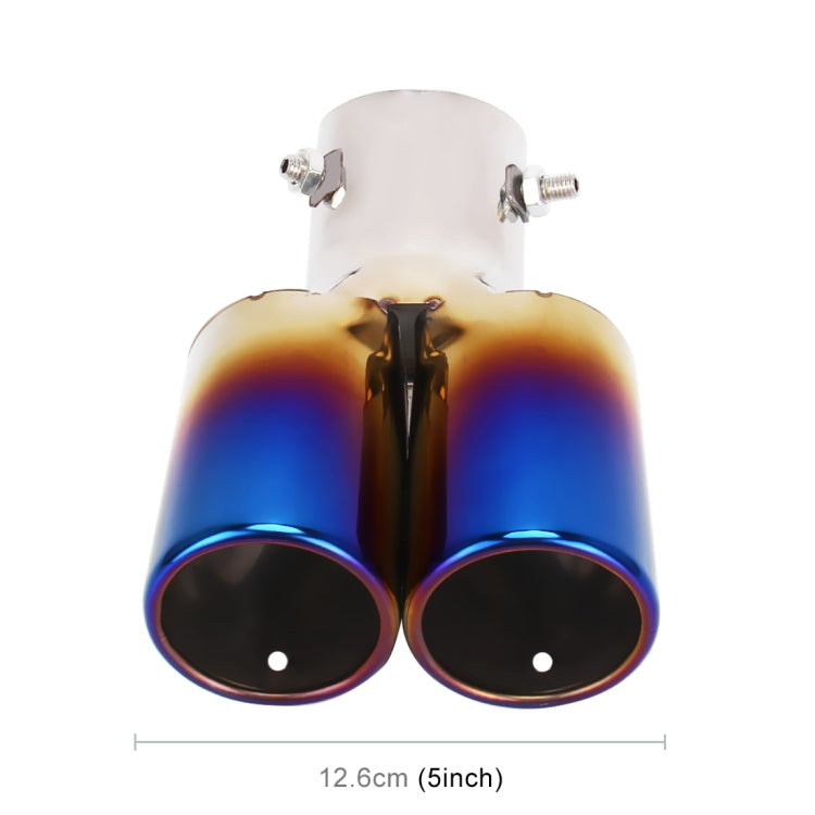 Universal Car Styling Stainless Steel Curved Double Outlets Exhaust Tail Muffler Tip Pipe