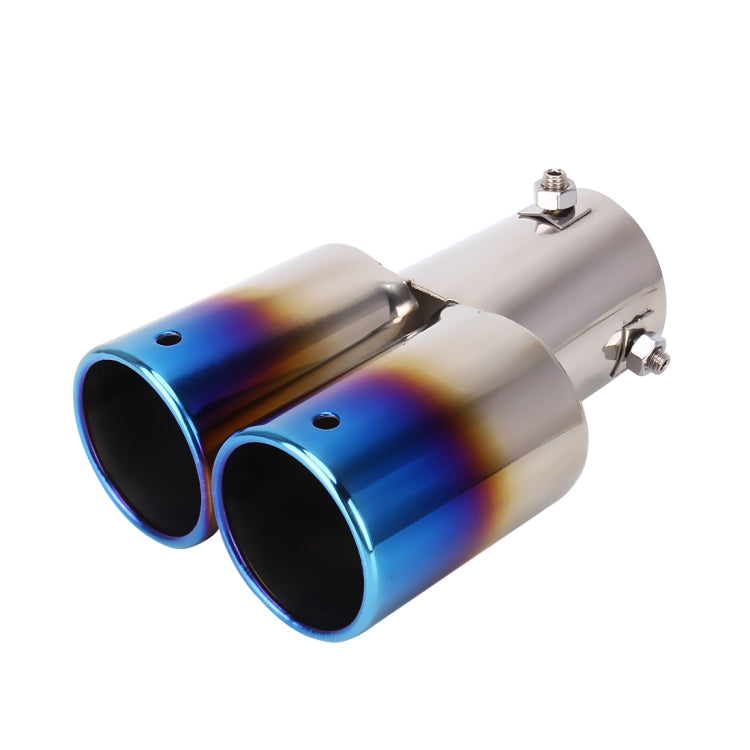 Universal Car Styling Stainless Steel Straight Double Outlets Exhaust Tail Muffler Tip Pipe