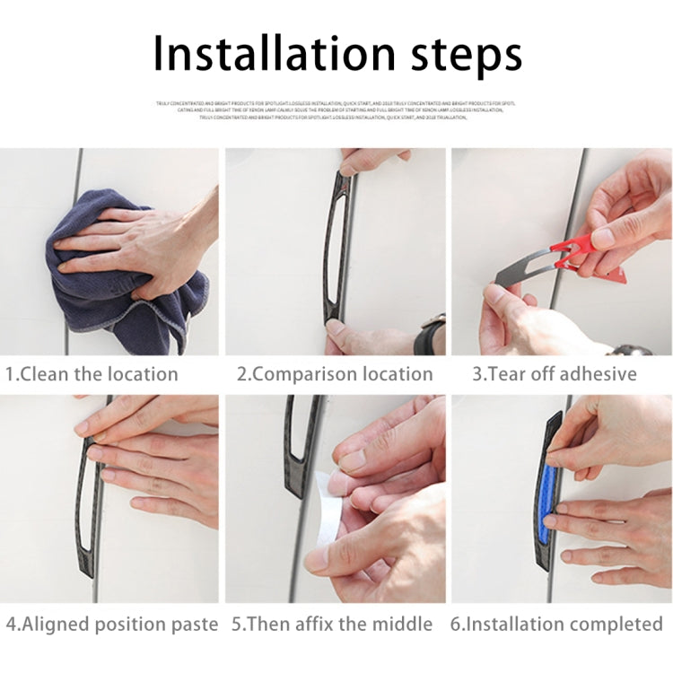 4 PCS Carbon Fiber Car Auto Side Door Edge Guard Protection Trims Reflective Stickers