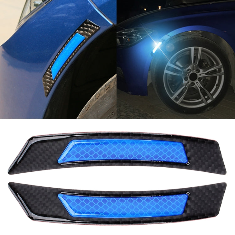 2 PCS Carbon Fiber Reflective Car Fender Flare Wheel Brow Warning Strip Stickers