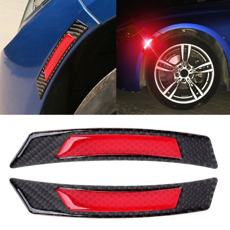 2 PCS Carbon Fiber Reflective Car Fender Flare Wheel Brow Warning Strip Stickers