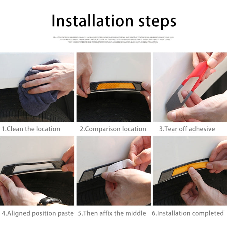 2 PCS Carbon Fiber Reflective Car Fender Flare Wheel Brow Warning Strip Stickers