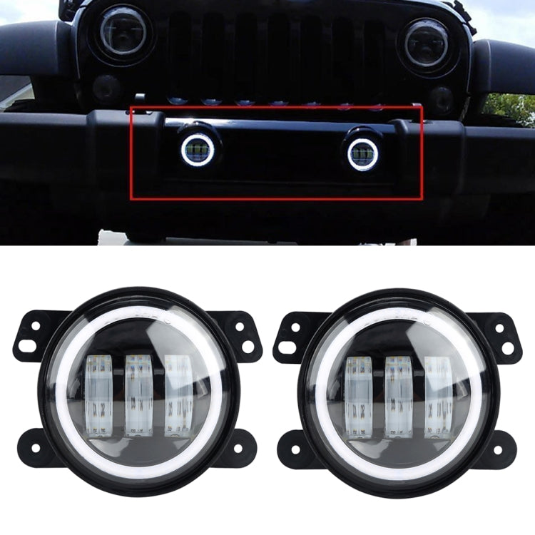 2 PCS IP67 Waterproof 30W 6500-7000K 2300LM 4 inch CREE 6-LED Lamp Driving Fog Lights with Angel Eyes for Jeep Wrangler