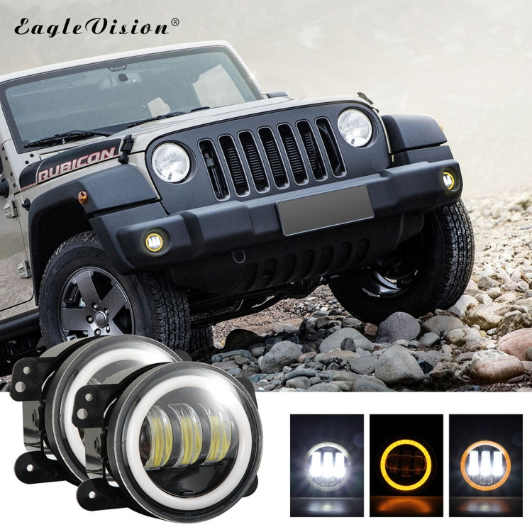 2 PCS IP67 Waterproof 30W 6500-7000K 2300LM 4 inch CREE 6-LED Lamp Driving Fog Lights with Angel Eyes for Jeep Wrangler
