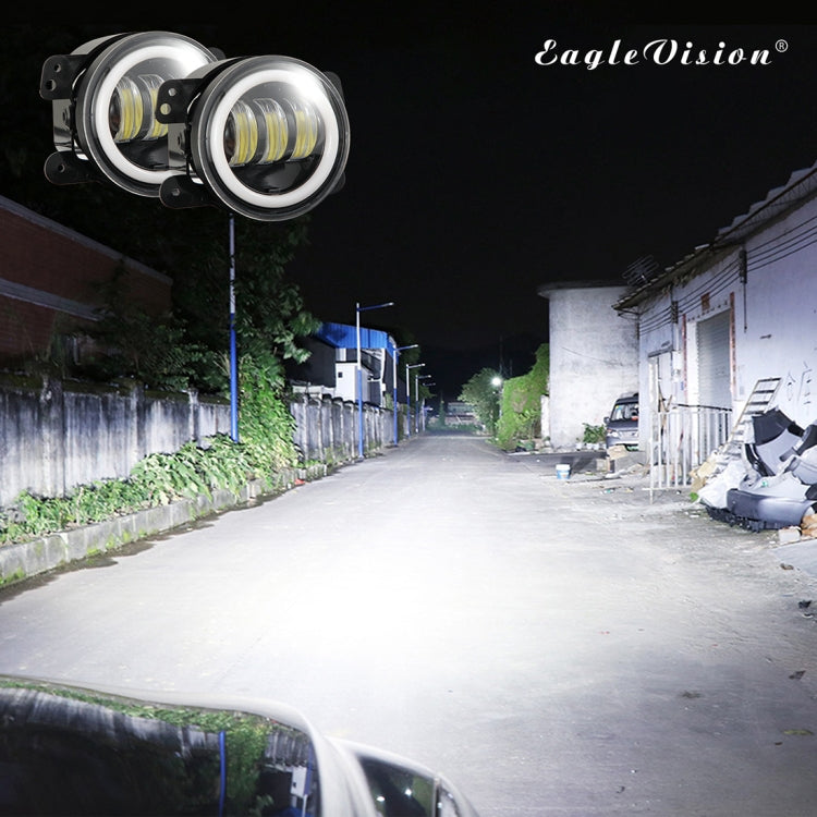2 PCS IP67 Waterproof 30W 6500-7000K 2300LM 4 inch CREE 6-LED Lamp Driving Fog Lights with Angel Eyes for Jeep Wrangler