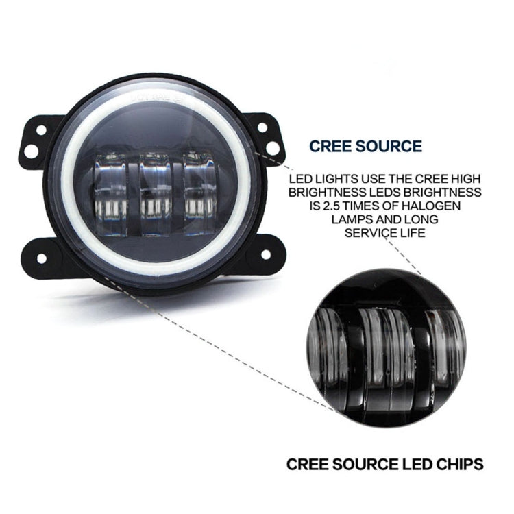 2 PCS IP67 Waterproof 30W 6500-7000K 2300LM 4 inch CREE 6-LED Lamp Driving Fog Lights with Angel Eyes for Jeep Wrangler
