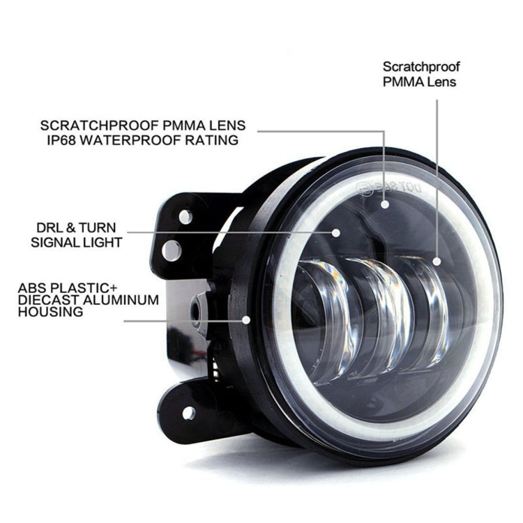 2 PCS IP67 Waterproof 30W 6500-7000K 2300LM 4 inch CREE 6-LED Lamp Driving Fog Lights with Angel Eyes for Jeep Wrangler