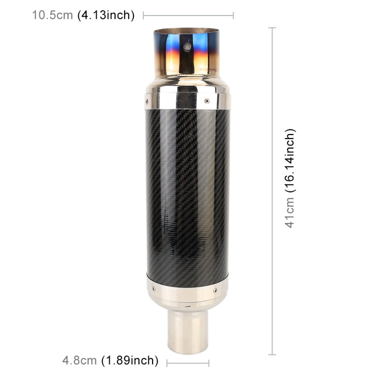 Universal Motorcycle Carbon Fiber Stainless Steel Exhaust Pipe Muffler, Connector Inside Diameter: 4.8cm