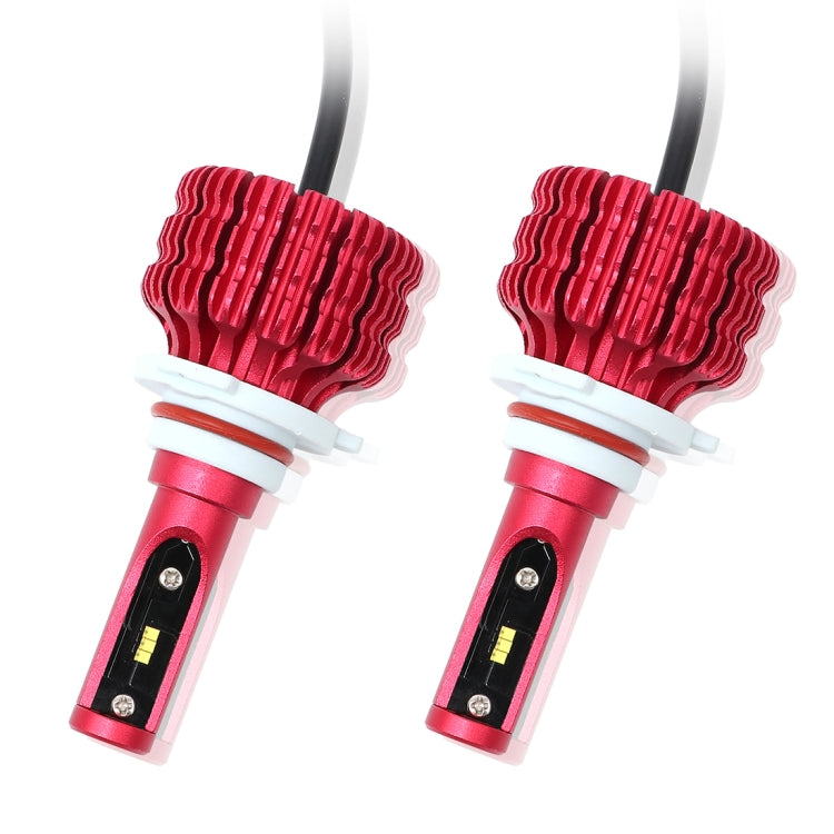2 PCS X9 9005 18W 1800LM 6000K White Light 6 JES2016 LED Car Headlight Lamps, Red Shell, DC 10-30V