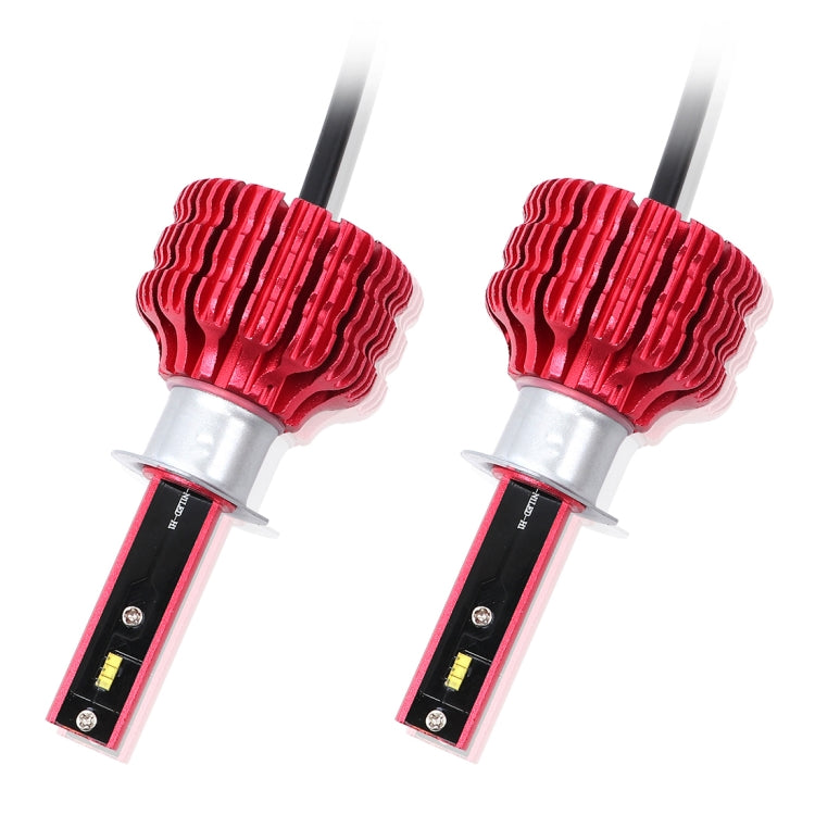 2 PCS X9 H1 18W 1800LM 6000K White Light 6 JES2016 LED Car Headlight Lamps, Red Shell, DC 10-30V