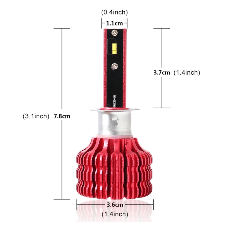 2 PCS X9 H1 18W 1800LM 6000K White Light 6 JES2016 LED Car Headlight Lamps, Red Shell, DC 10-30V
