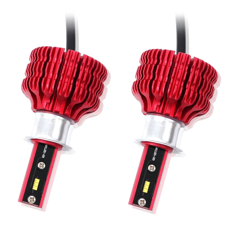 2 PCS X9 H3 18W 1800LM 6000K White Light 6 JES2016 LED Car Headlight Lamps, Red Shell, DC 10-30V