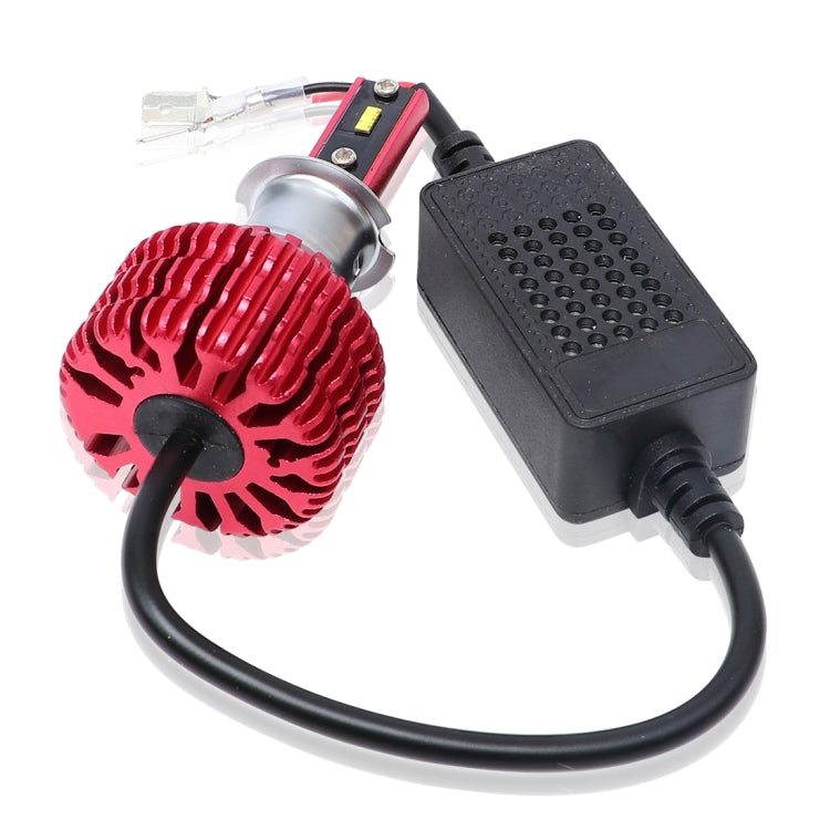 2 PCS X9 H3 18W 1800LM 6000K White Light 6 JES2016 LED Car Headlight Lamps, Red Shell, DC 10-30V