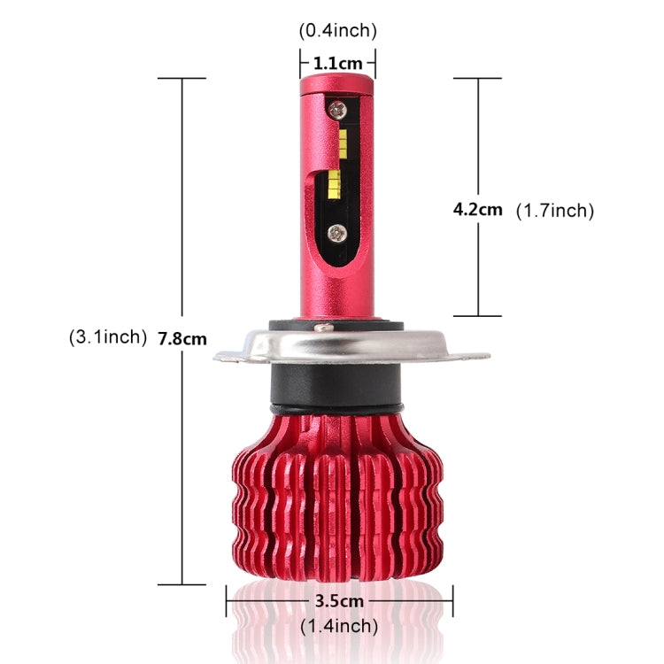 2 PCS X9 H4 36W 3600LM 6000K White Light 12 JES2016 LED Car Headlight Lamps, Red Shell, DC 10-30V