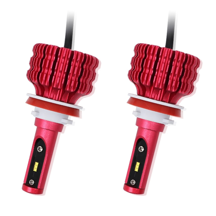 2 PCS X9 H11 18W 1800LM 6000K White Light 6 JES2016 LED Car Headlight Lamps, Red Shell, DC 10-30V
