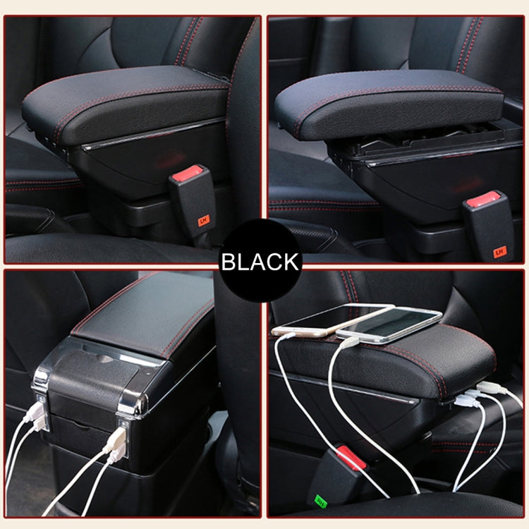 7 USB Ports Car ABS + Leather Wrapped Armrest Box Storage Organizer Auto Cup Holder Accessories for KIA K2 2015 / 2017 Year