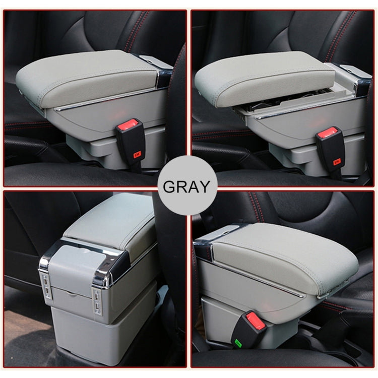 7 USB Ports Car ABS + Leather Wrapped Armrest Box Storage Organizer Auto Cup Holder Accessories for KIA K2 2015 / 2017 Year