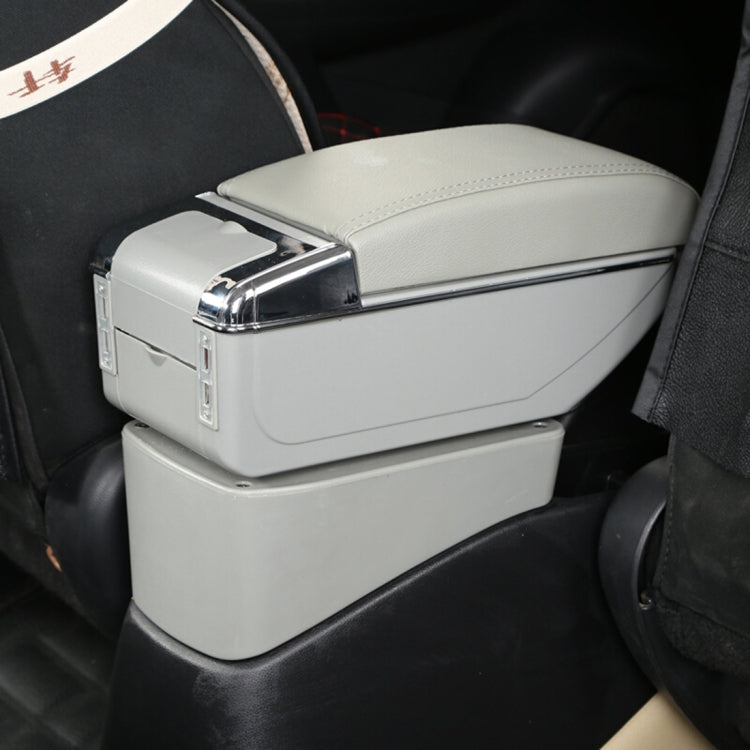 7 USB Ports Car ABS + Leather Wrapped Armrest Box Storage Organizer Auto Cup Holder Accessories for KIA K2 2015 / 2017 Year