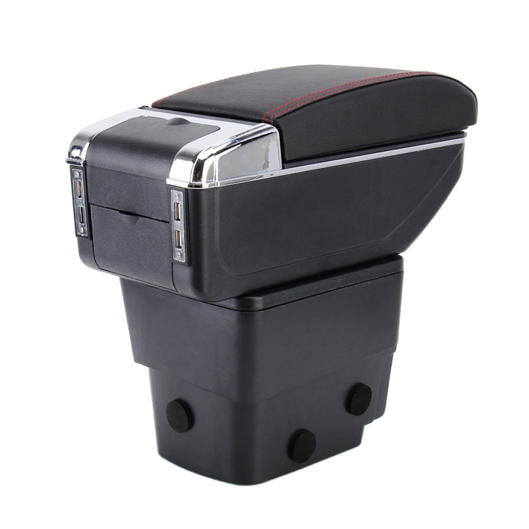 7 USB Ports Car ABS + Leather Wrapped Armrest Box Storage Organizer Auto Cup Holder Accessories for KIA K2 2015 / 2017 Year