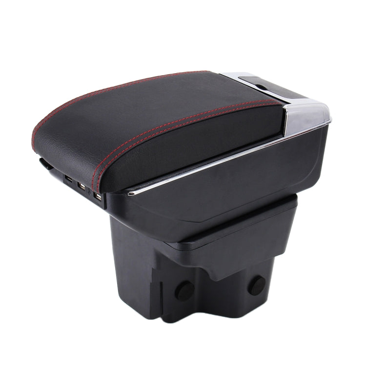 7 USB Ports Car ABS + Leather Wrapped Armrest Box Storage Organizer Auto Cup Holder Accessories for KIA K2 2015 / 2017 Year