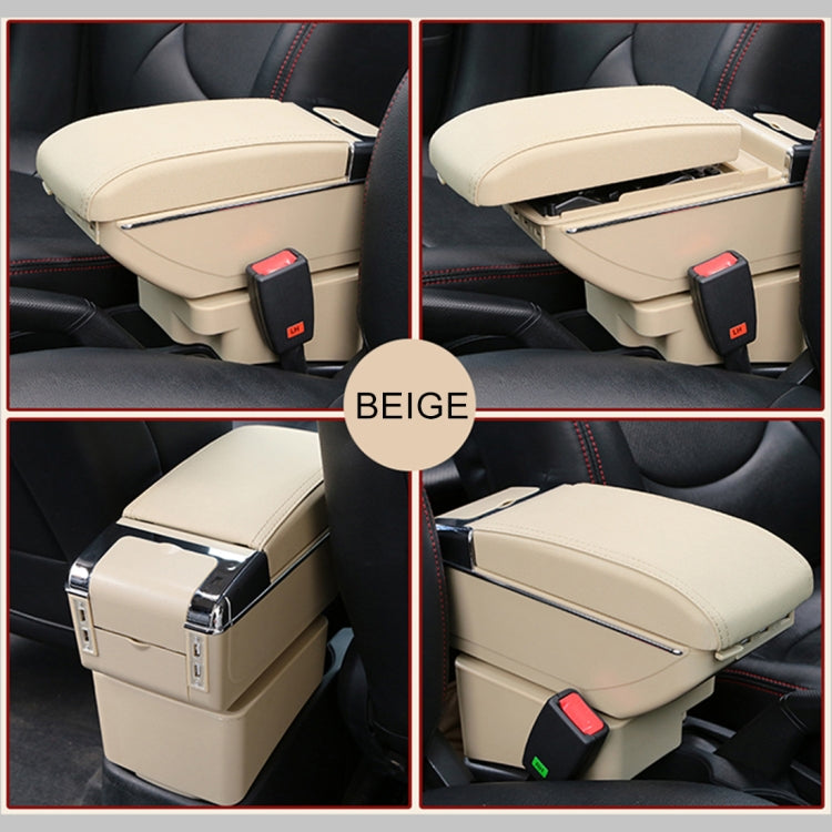 7 USB Ports Car ABS + Leather Wrapped Armrest Box Storage Organizer Auto Cup Holder Accessories for KIA K2 2015 / 2017 Year