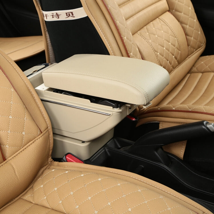 7 USB Ports Car ABS + Leather Wrapped Armrest Box Storage Organizer Auto Cup Holder Accessories for KIA K2 2015 / 2017 Year