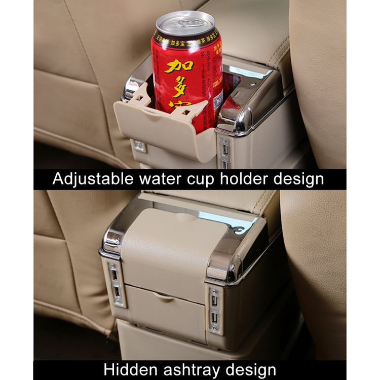 7 USB Ports Car ABS + Leather Wrapped Armrest Box Storage Organizer Auto Cup Holder Accessories for KIA K2 2015 / 2017 Year