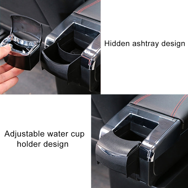 Car ABS + Leather Wrapped Armrest Box Storage Organizer Auto Cup Holder Accessories for KIA K2 2015 / 2017 Year