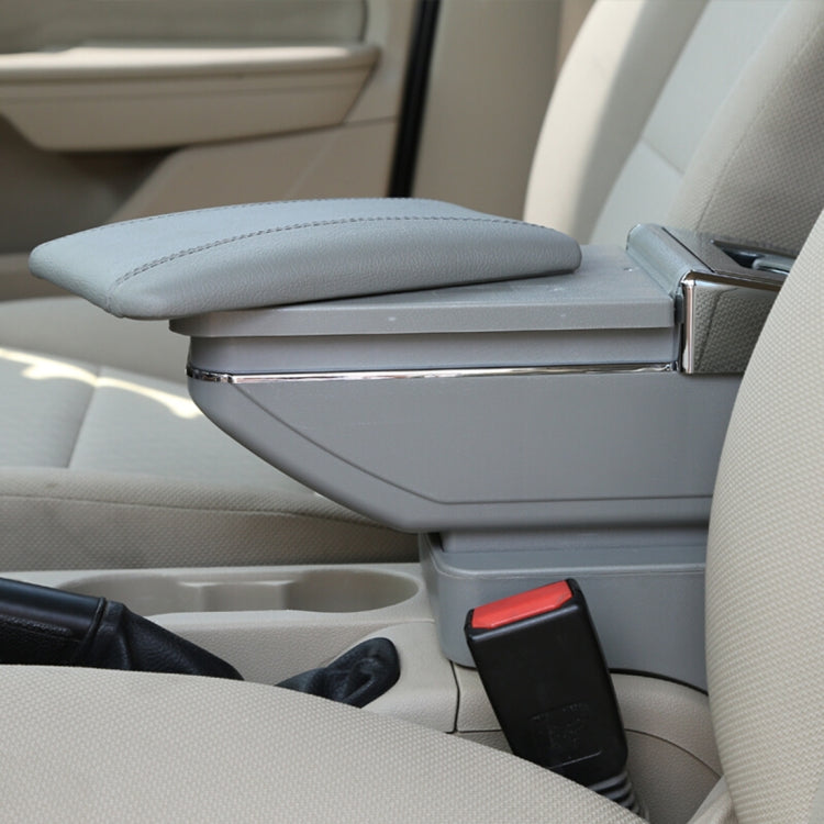 Car ABS + Leather Wrapped Armrest Box Storage Organizer Auto Cup Holder Accessories for KIA K2 2015 / 2017 Year