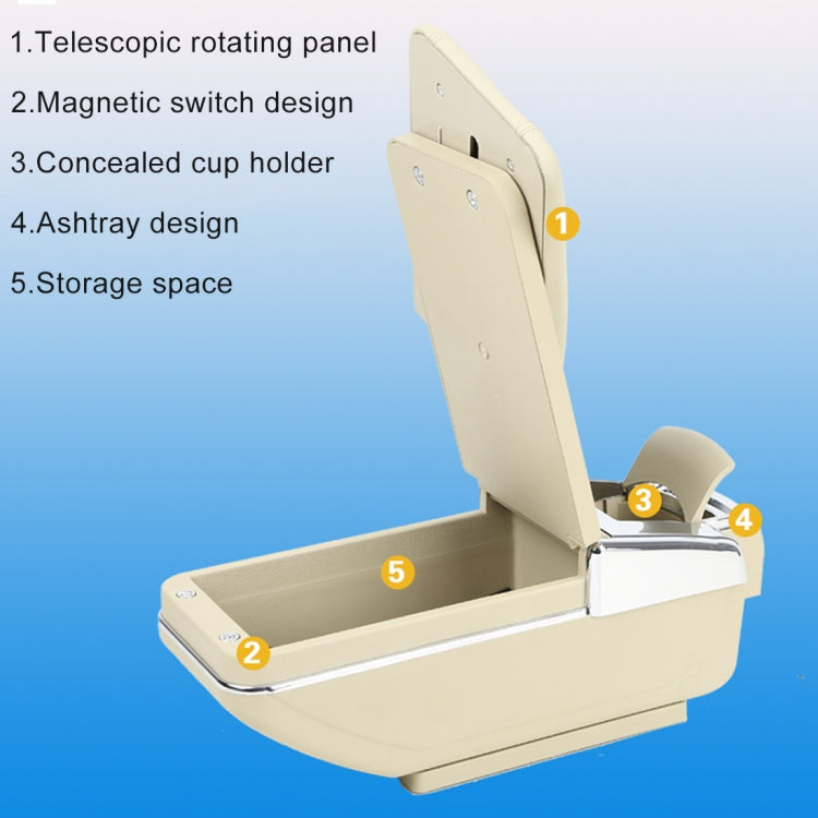 Car ABS + Leather Wrapped Armrest Box Storage Organizer Auto Cup Holder Accessories for KIA K2 2015 / 2017 Year