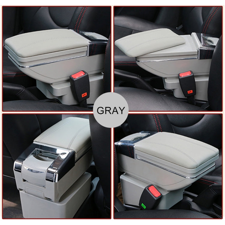 Car ABS + Leather Wrapped Armrest Box Storage Organizer Auto Cup Holder Accessories for KIA K2 2015 / 2017 Year