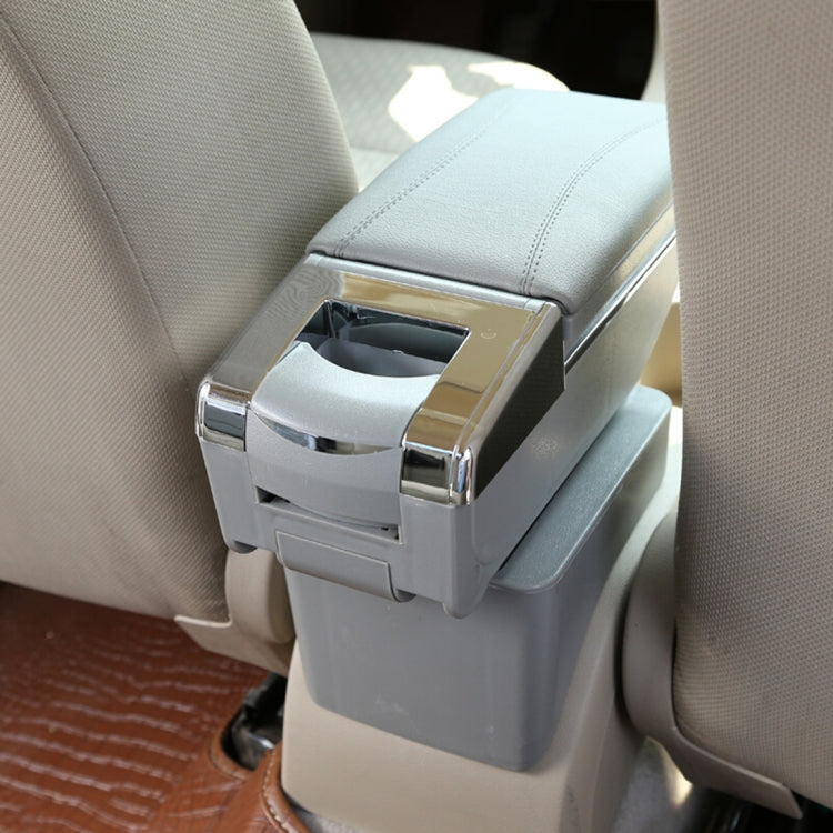 Car ABS + Leather Wrapped Armrest Box Storage Organizer Auto Cup Holder Accessories for KIA K2 2015 / 2017 Year