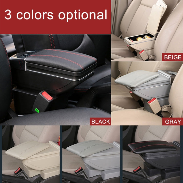 Car ABS + Leather Wrapped Armrest Box Storage Organizer Auto Cup Holder Accessories for KIA K2 2015 / 2017 Year