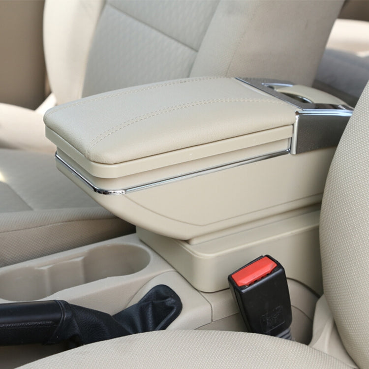 Car ABS + Leather Wrapped Armrest Box Storage Organizer Auto Cup Holder Accessories for KIA K2 2015 / 2017 Year