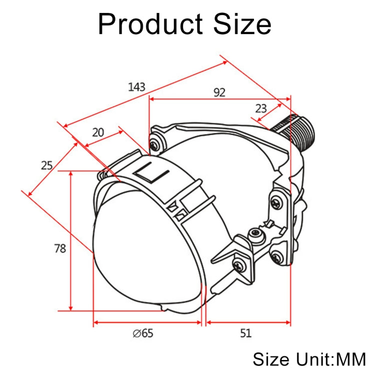 IPHCAR i2 2.8 inch DC12V 35W 6000K 4000LM LED Headlight Lamp with 3 High Power Lamp Beads for Left Driving (White Light)