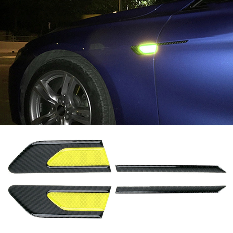 2 PCS Carbon Fiber Car-Styling Fender Reflective Bumper Decorative Strip, Inner Reflection + External Carbon Fiber