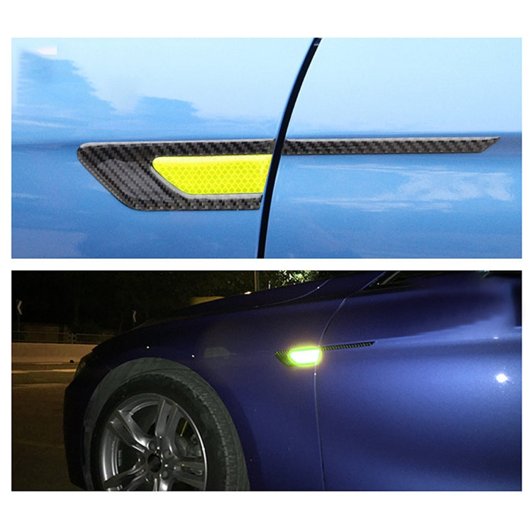 2 PCS Carbon Fiber Car-Styling Fender Reflective Bumper Decorative Strip, Inner Reflection + External Carbon Fiber