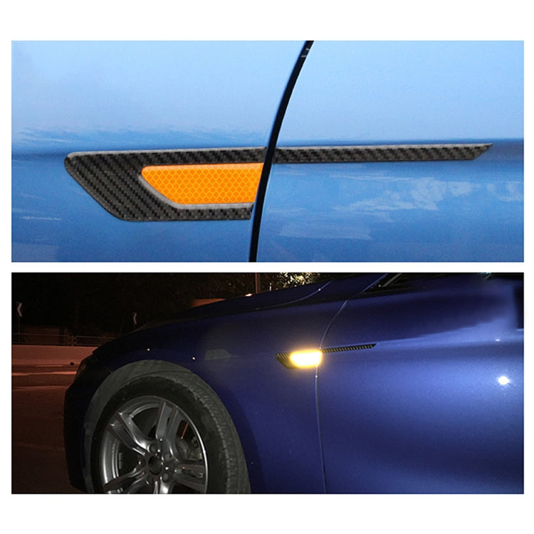 2 PCS Carbon Fiber Car-Styling Fender Reflective Bumper Decorative Strip, Inner Reflection + External Carbon Fiber