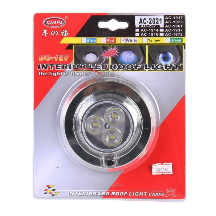 CARFU AC-2021 3W 3 LEDS Interior LED Roof Light, DC 12V(White Light)