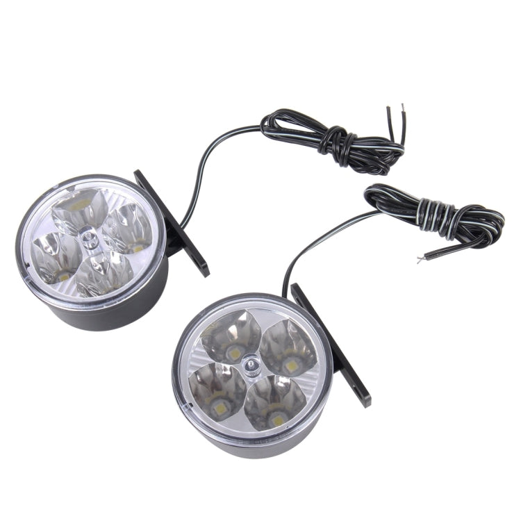 2 PCS CARFU AC-2016 DC 12V 3W 250 LM 6000K 4 LEDs Car DRL Daytime Running Lights Lamp,Cable Length:90cm(White Light)