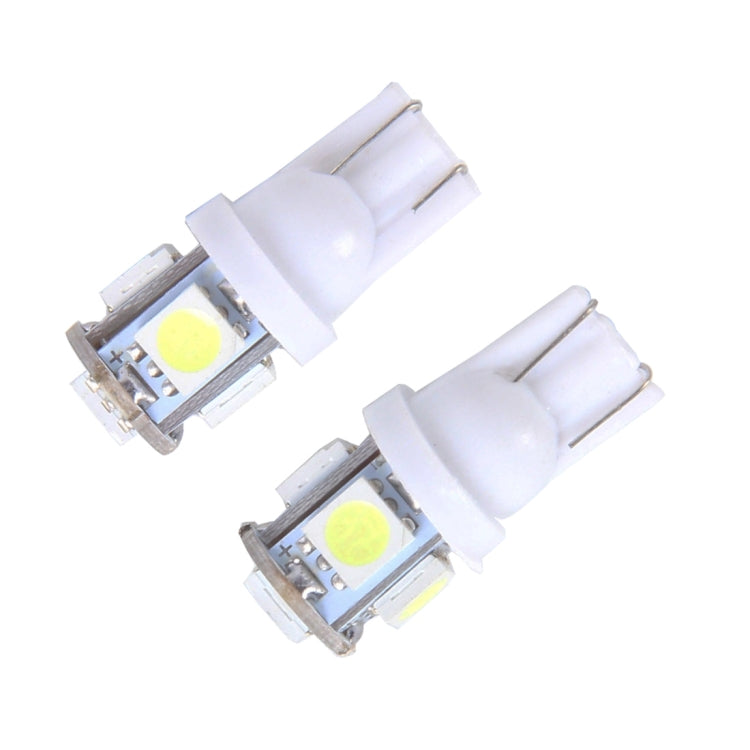 10PCS T10 3W 5500K SMD 5050 5 LED Car Clearance Lights Lamp, DC 12V(White Light)