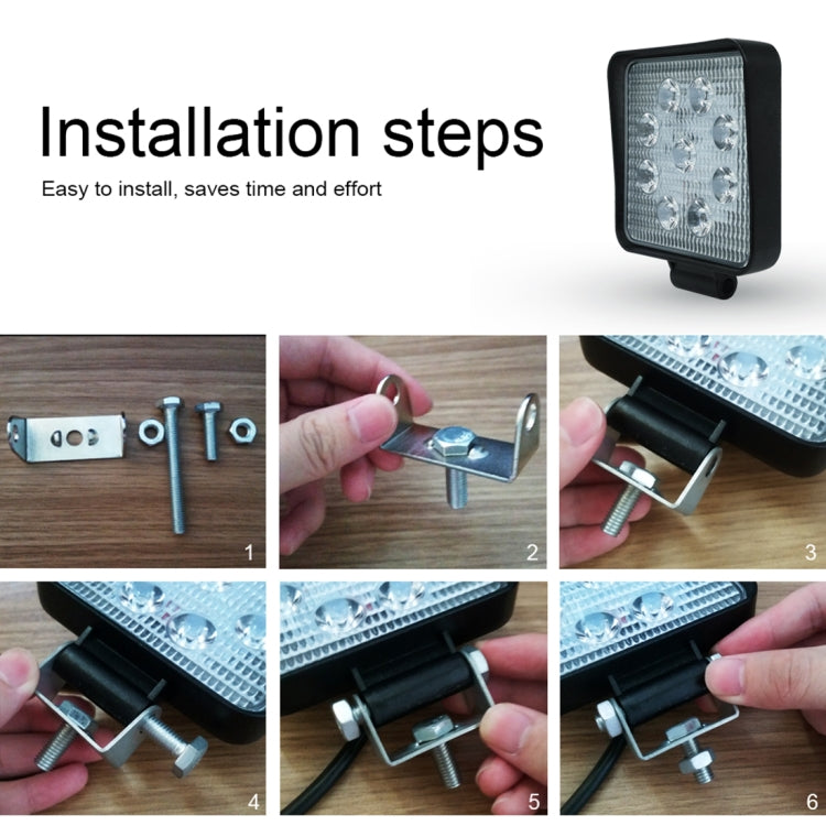 6.7W White Light Square-Shaped Waterproof Car Boat Marine Work Lights Spotlight LED Bulbs, DC 9-30V