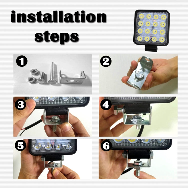 12W White Light Square-Shaped Waterproof Car Boat Marine Work Lights Spotlight LED Bulbs, DC 9-30V