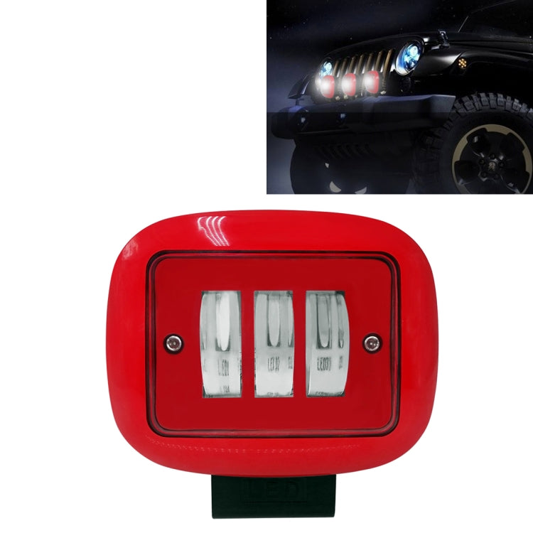 15W White Light Red Square-Shaped Waterproof Car Boat Marine Work Lights Spotlight LED Bulbs, DC 9-30V