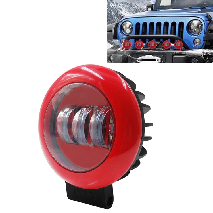15W White Light Red Round-Shaped Waterproof Car Boat Marine Work Lights Spotlight LED Bulbs, DC 9-30V