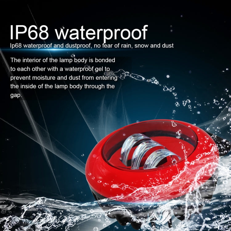 15W White Light Red Round-Shaped Waterproof Car Boat Marine Work Lights Spotlight LED Bulbs, DC 9-30V