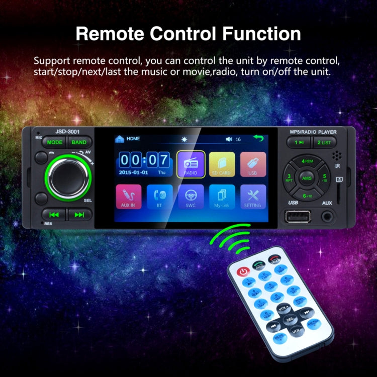 JSD-3001 HD 4.1 inch Single Din Capacitive Touchscreen Car Stereo Radio MP5 Audio Player FM Bluetooth USB / TF AUX (Not Included Any Memory Card)