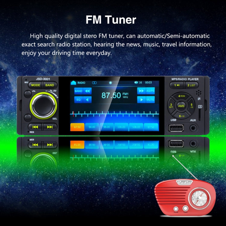 JSD-3001 HD 4.1 inch Single Din Capacitive Touchscreen Car Stereo Radio MP5 Audio Player FM Bluetooth USB / TF AUX (Not Included Any Memory Card)